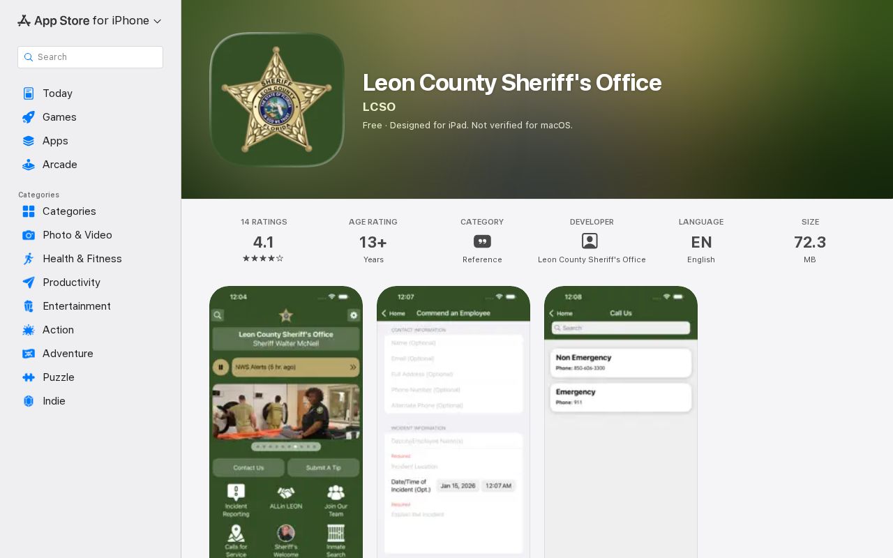 Official Apple App Store listing for the LCSO Connect mobile application