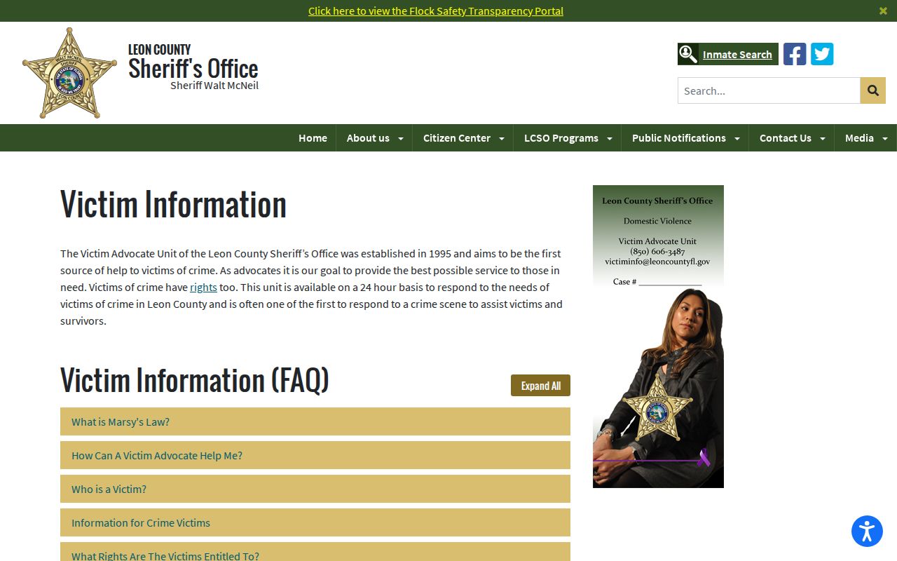 LCSO page describing Florida VINE